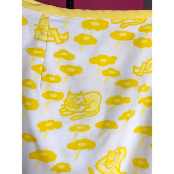 1970s The VESTED GENTRESS Hand Screen Print CAT Novelty Print Wrap Skirt M As Is - Picture 4 of 10